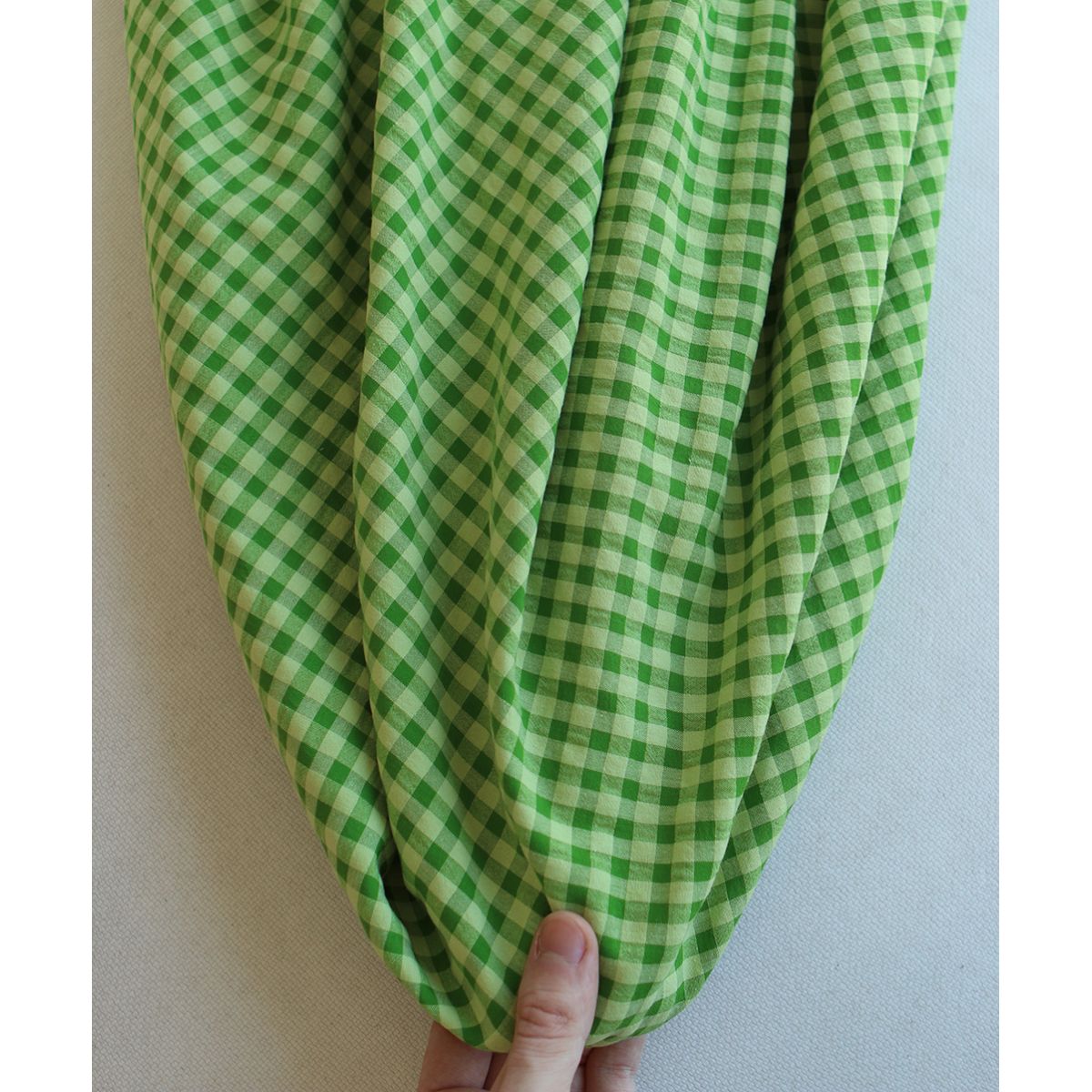 Seersucker / Coton gaufré vichy 6mm matcha Seersucker / Coton gaufré vichy 6mm matcha