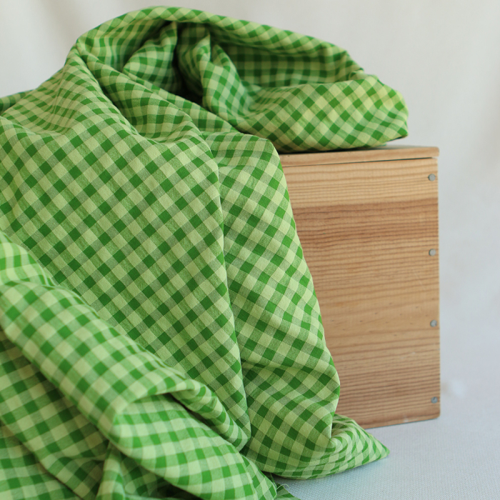 Seersucker / Coton gaufré vichy 6mm matcha