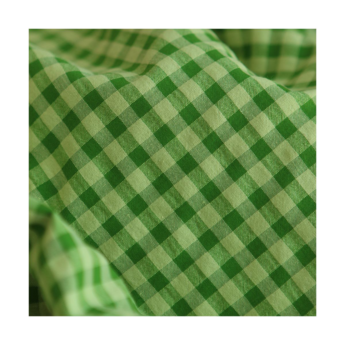 Seersucker / Coton gaufré vichy 6mm matcha Seersucker / Coton gaufré vichy 6mm matcha