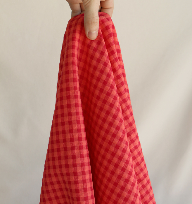 Seersucker / Coton gaufré vichy 6mm pastèque