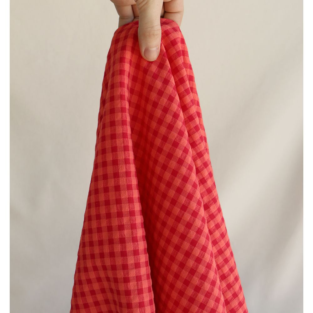 Seersucker / Coton gaufré vichy 6mm pastèque