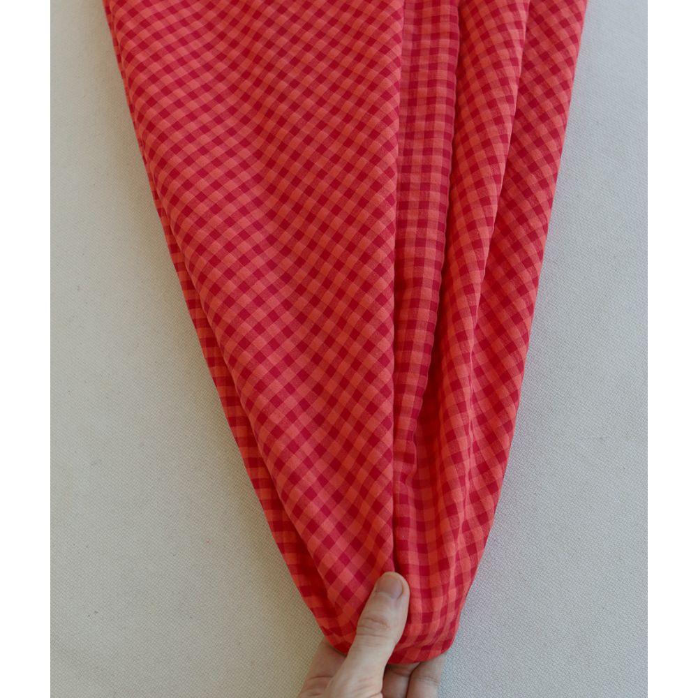 Seersucker / Coton gaufré vichy 6mm pastèque