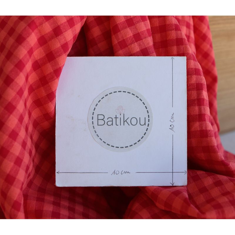 Seersucker / Coton gaufré vichy 6mm pastèque