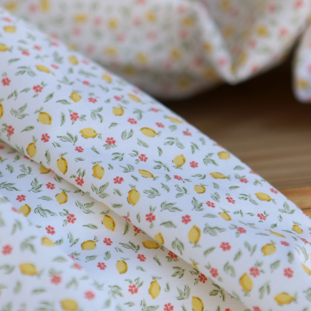 Côme - Popeline de coton BIO petit imprimé citrons