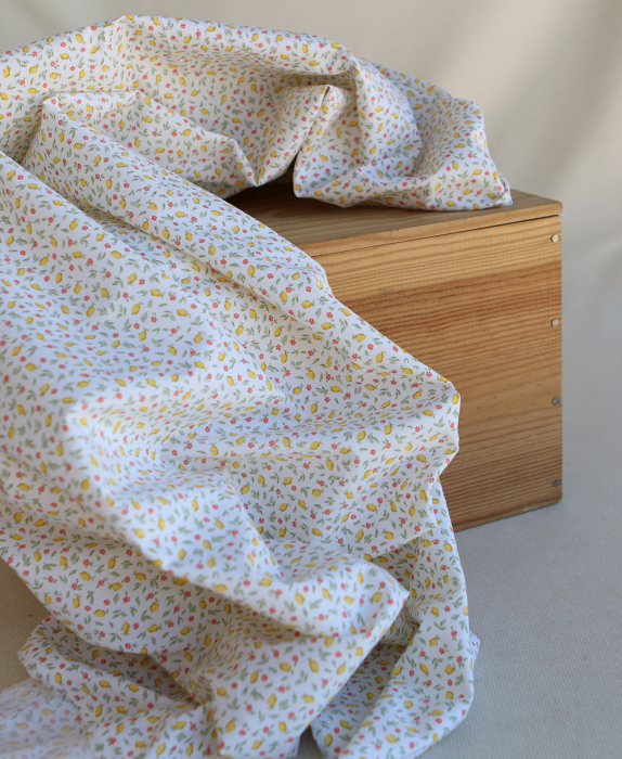 Côme - Popeline de coton BIO petit imprimé citrons