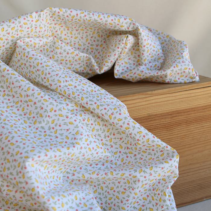 Côme - Popeline de coton BIO petit imprimé citrons