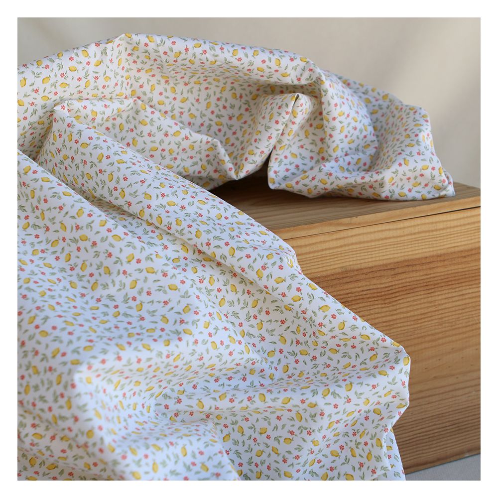 Côme - Popeline de coton BIO petit imprimé citrons