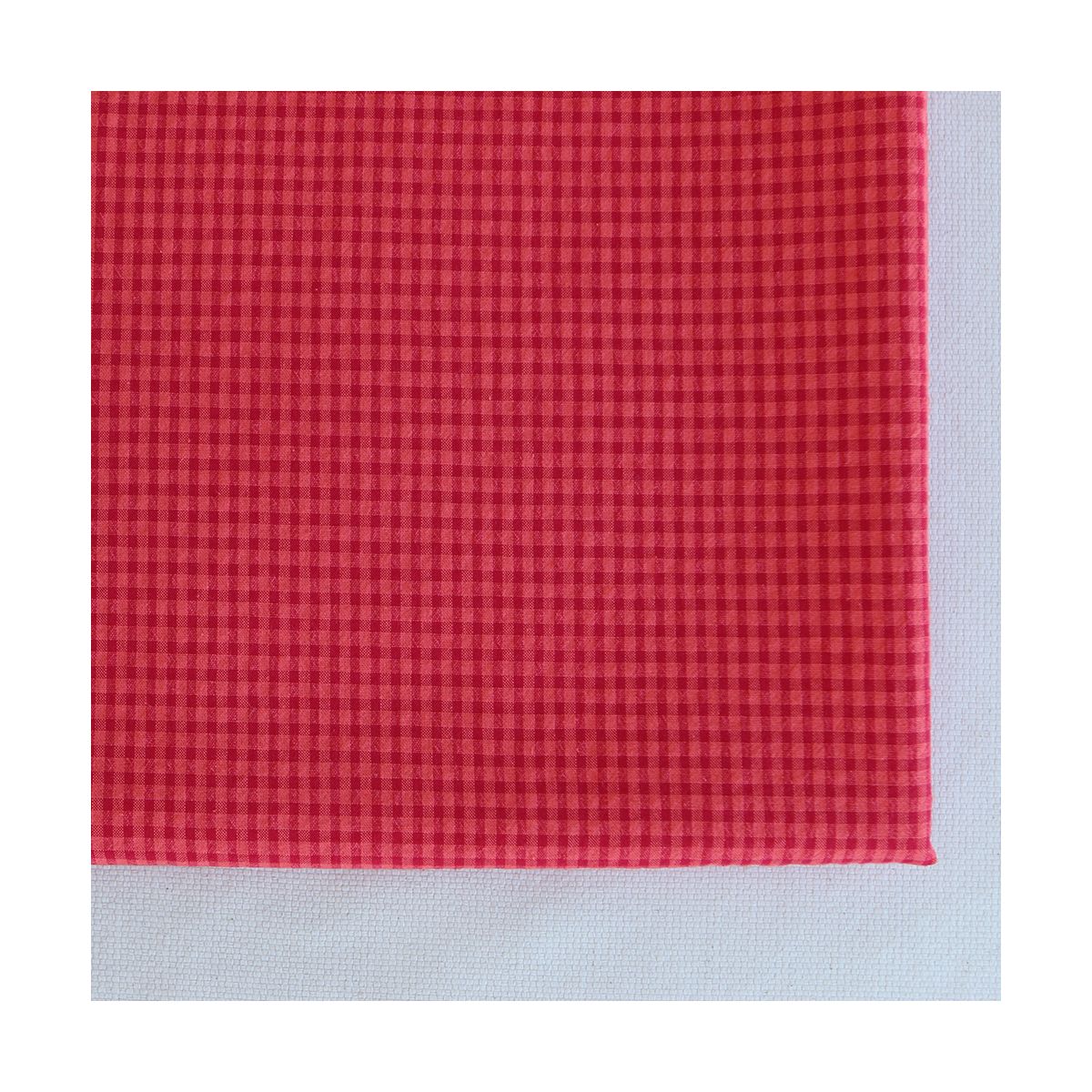 Seersucker / Coton gaufré vichy mini 3mm pastèque Seersucker / Coton gaufré vichy mini 3mm pastèque