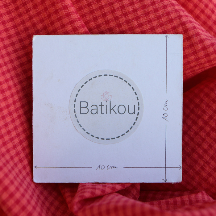 Seersucker / Coton gaufré vichy mini 3mm pastèque