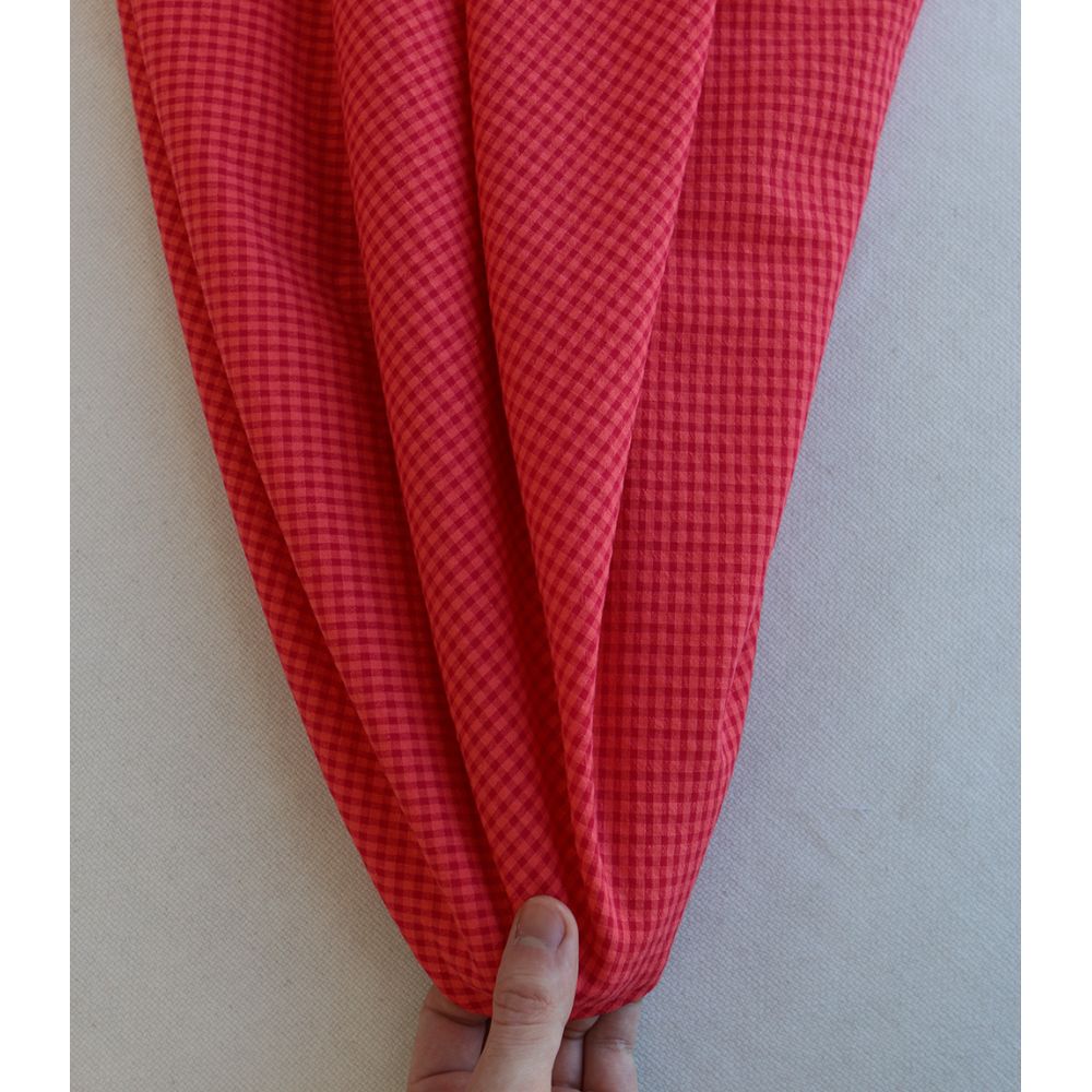 Seersucker / Coton gaufré vichy mini 3mm pastèque