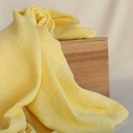 Double gaze de coton unie jaune lemon tendre