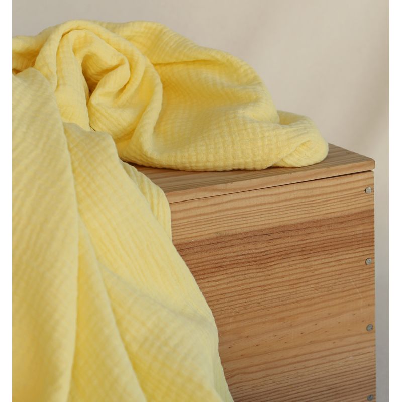 Double gaze de coton unie jaune lemon tendre
