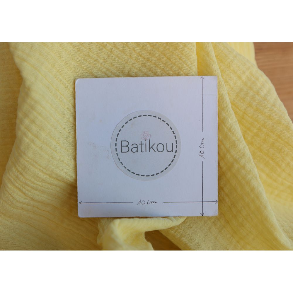 Double gaze de coton unie jaune lemon tendre