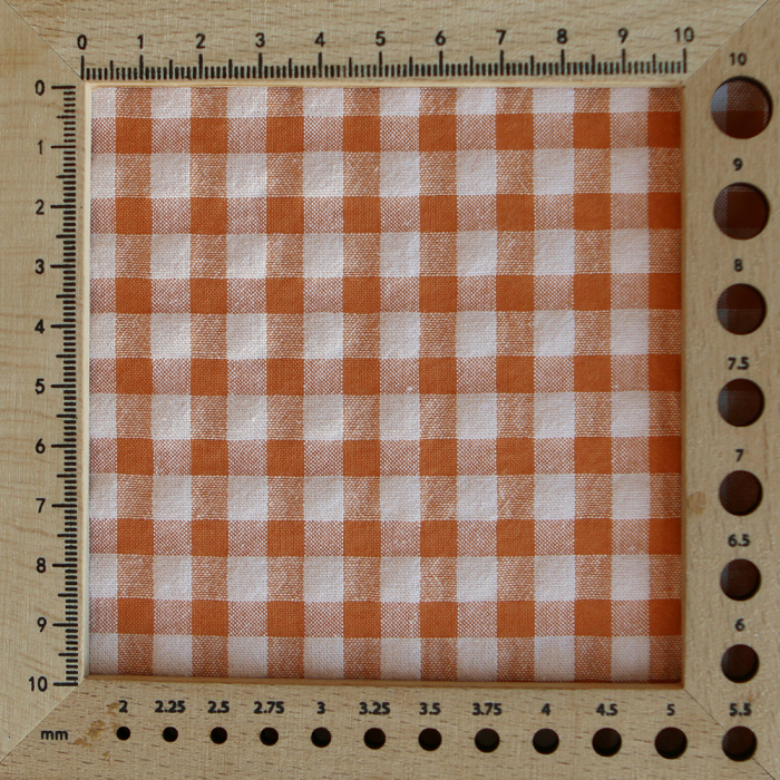 Seersucker / Coton gaufré vichy 6mm Carotte cake