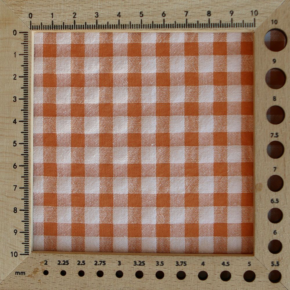 Seersucker / Coton gaufré vichy 6mm Carotte cake