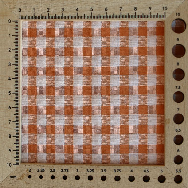 Seersucker / Coton gaufré vichy 6mm Carotte cake