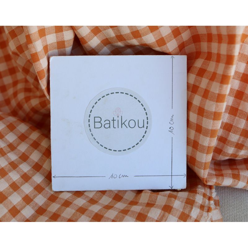 Seersucker / Coton gaufré vichy 6mm Carotte cake