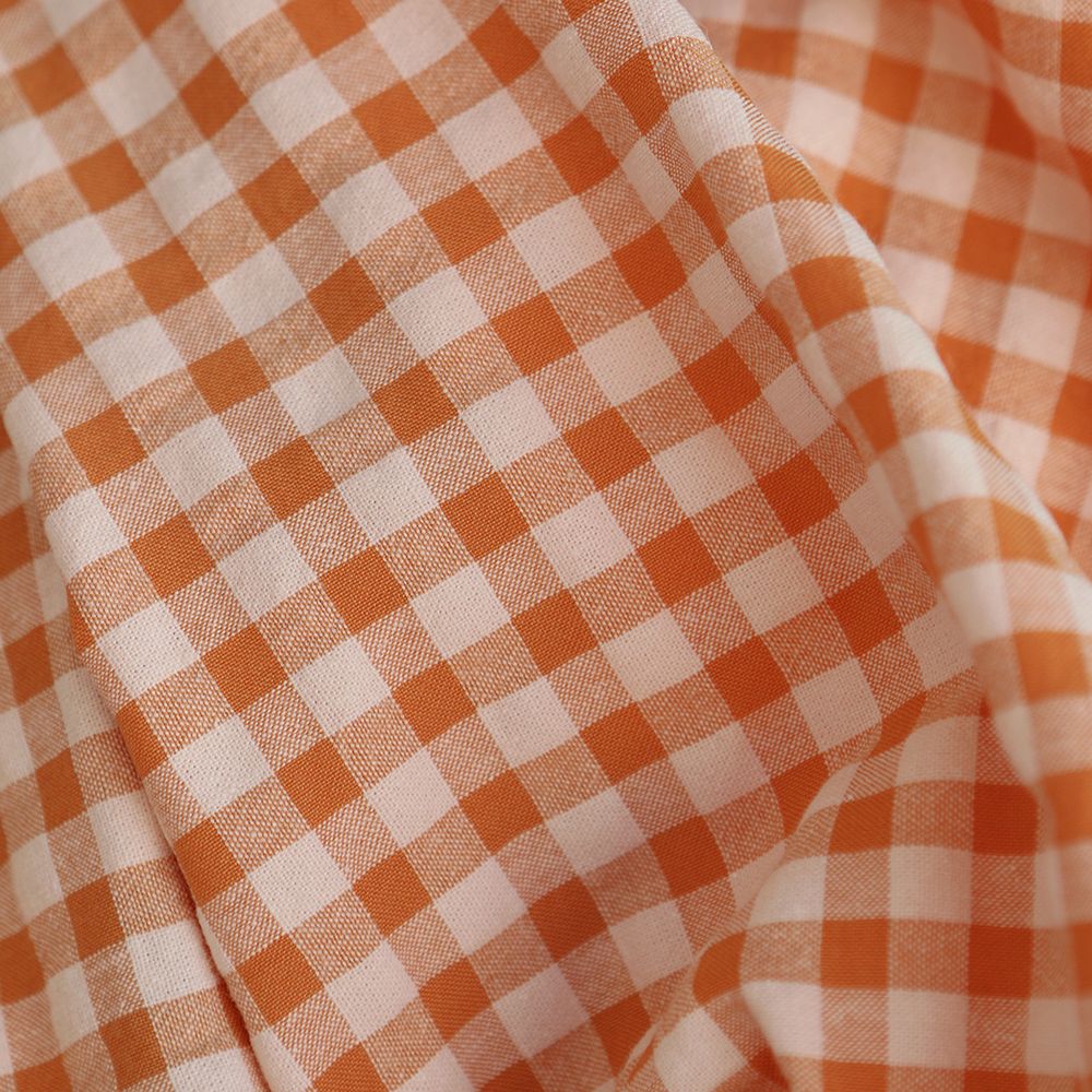 Seersucker / Coton gaufré vichy 6mm Carotte cake