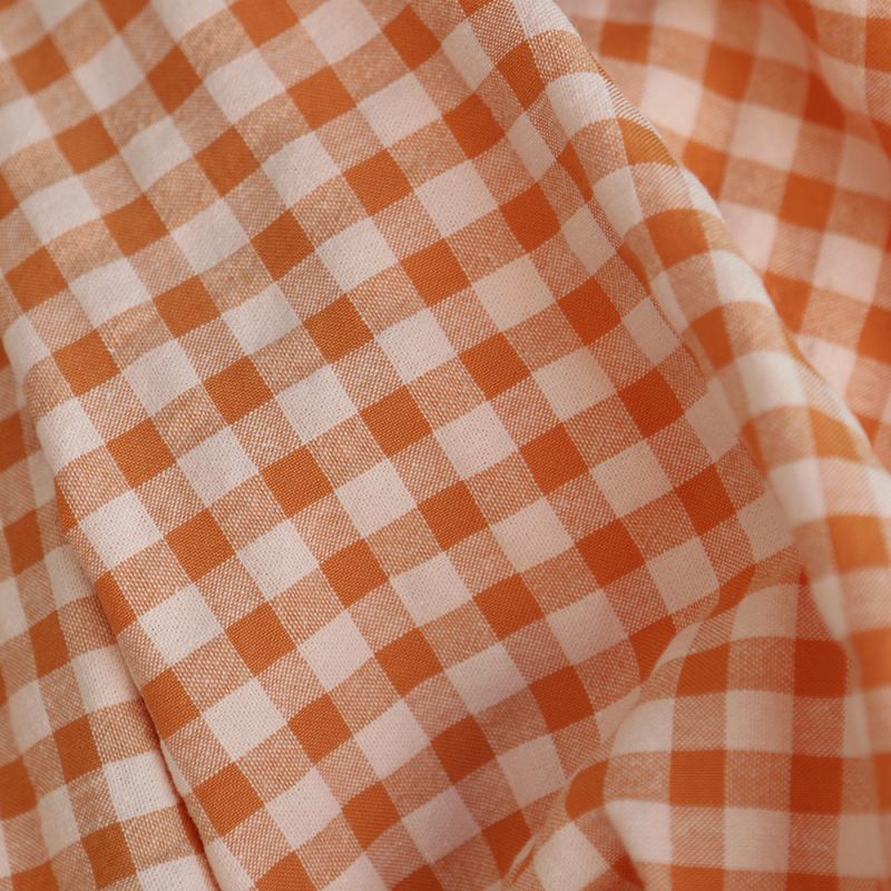 Seersucker / Coton gaufré vichy 6mm Carotte cake