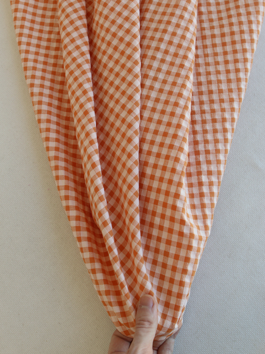 Seersucker / Coton gaufré vichy 6mm Carotte cake