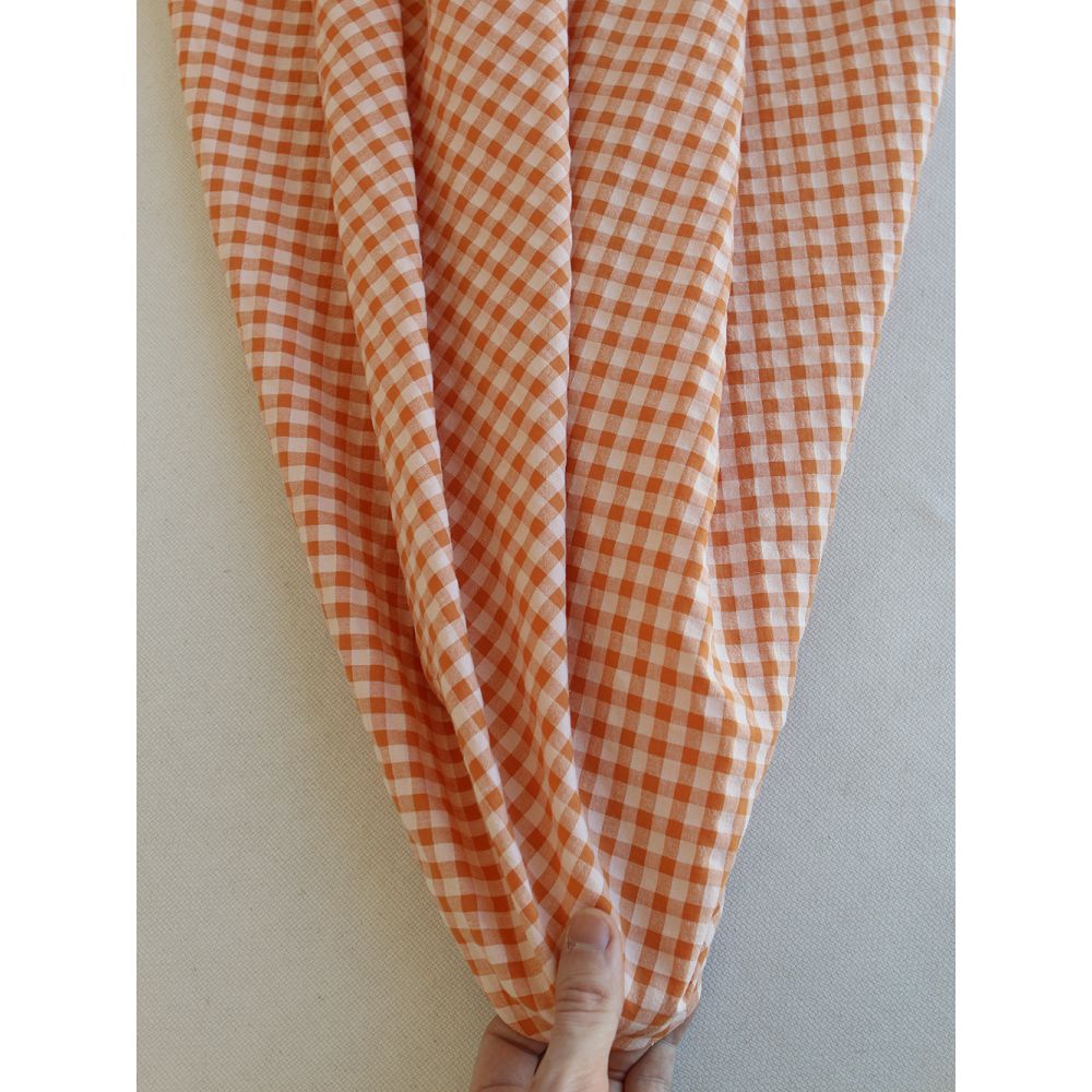 Seersucker / Coton gaufré vichy 6mm Carotte cake