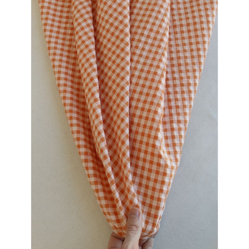 Seersucker / Coton gaufré vichy 6mm Carotte cake