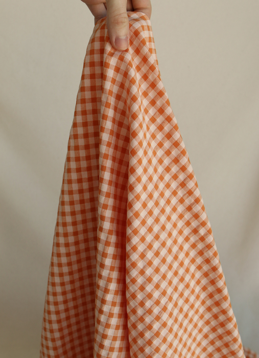 Seersucker / Coton gaufré vichy 6mm Carotte cake