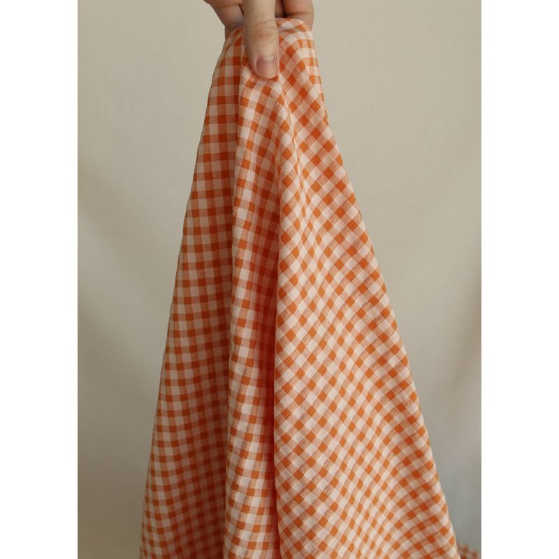 Seersucker / Coton gaufré vichy 6mm Carotte cake