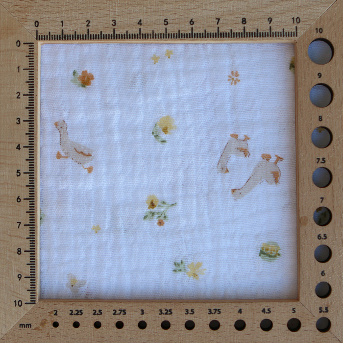 Octave - Double gaze de coton BIO blanc motif petites oies