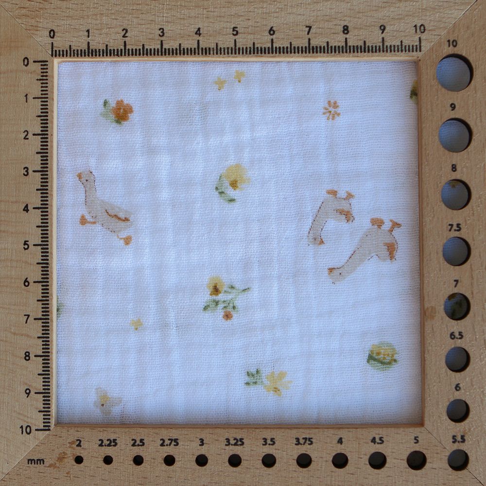 Octave - Double gaze de coton BIO blanc motif petites oies