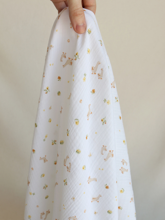 Octave - Double gaze de coton BIO blanc motif petites oies
