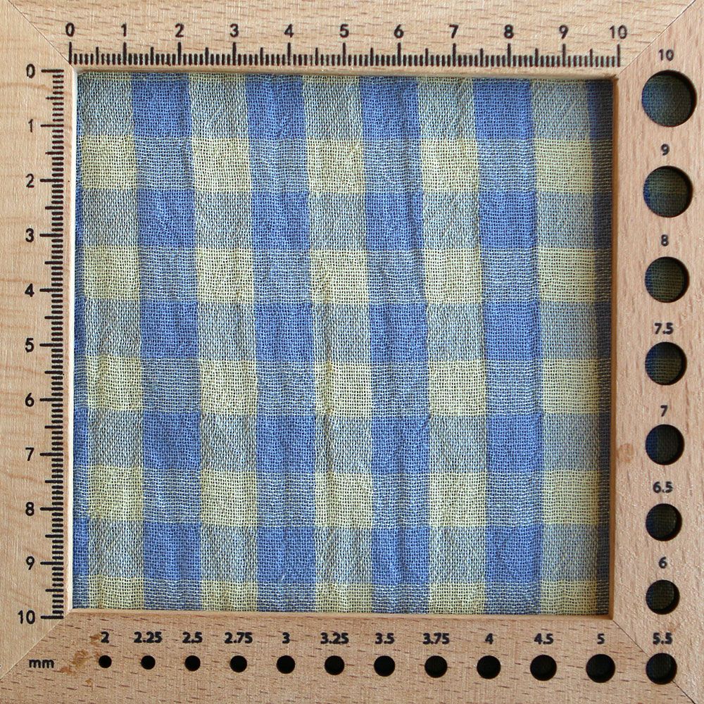 Double gaze de coton réversible vichy lemon et bleu baltique