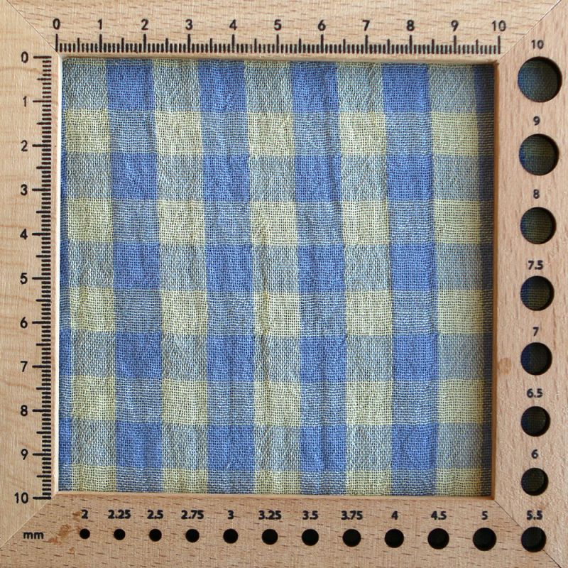 Double gaze de coton réversible vichy lemon et bleu baltique