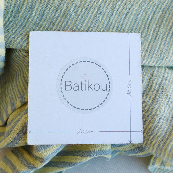 Double gaze de coton réversible rayures lemon et bleu baltique