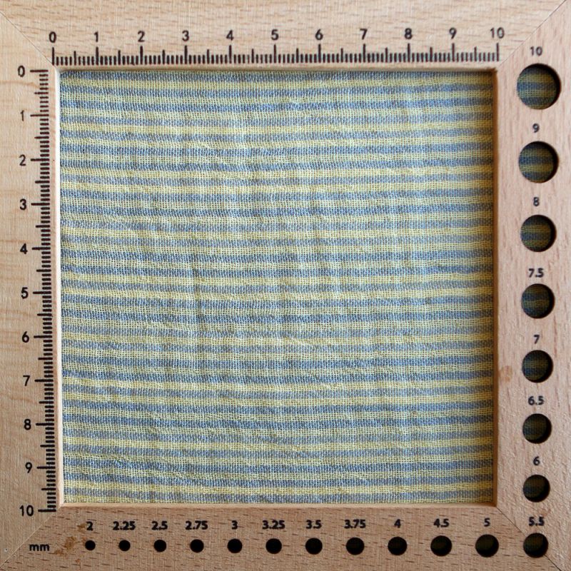 Double gaze de coton réversible rayures lemon et bleu baltique