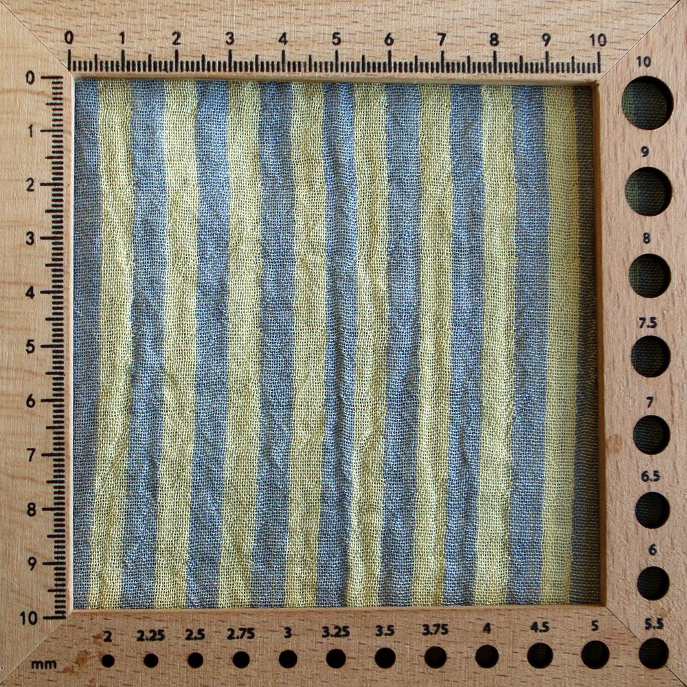Double gaze de coton réversible rayures lemon et bleu baltique