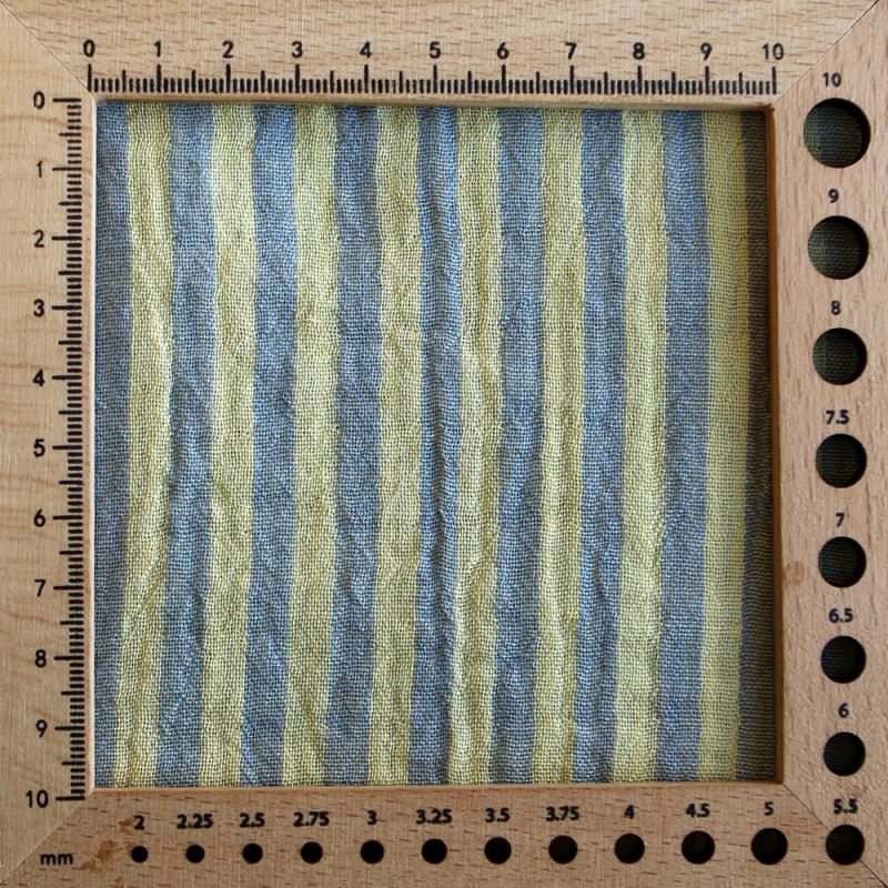 Double gaze de coton réversible rayures lemon et bleu baltique
