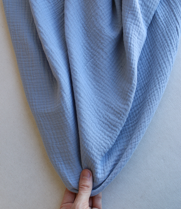 Double gaze de coton unie bleu baltique