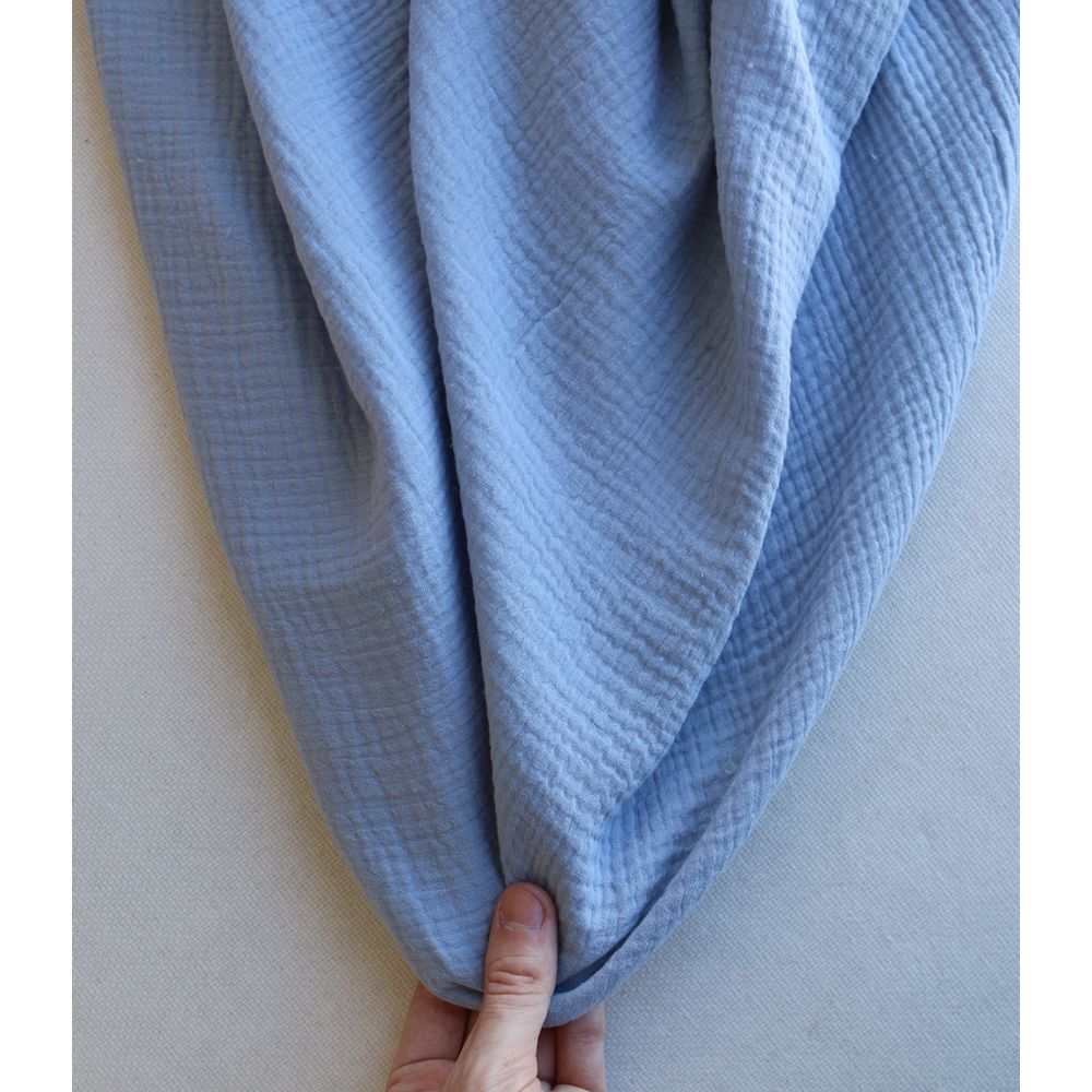 Double gaze de coton unie bleu baltique