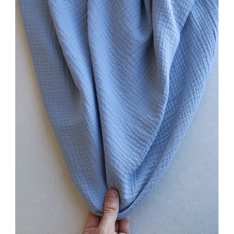 Double gaze de coton unie bleu baltique