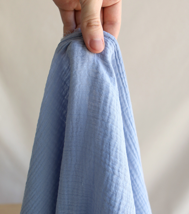 Double gaze de coton unie bleu baltique