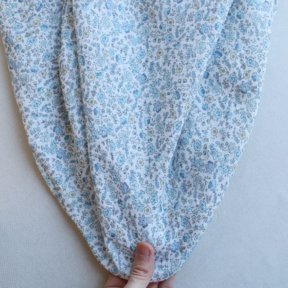 Albane - Double gaze de coton motif fleuri bleu ciel