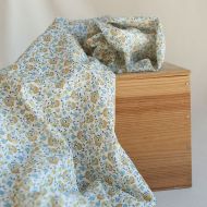 Valentine - Batiste de coton SILKYNE à imprimé fleuri orange et bleu