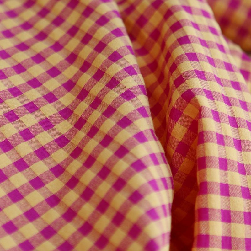 Seersucker / Coton gaufré vichy 6mm fruit de la passion