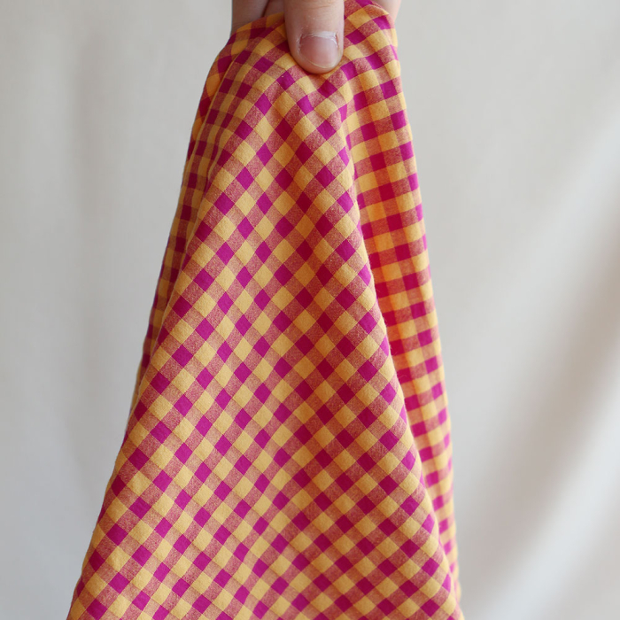 Seersucker / Coton gaufré vichy 6mm fruit de la passion