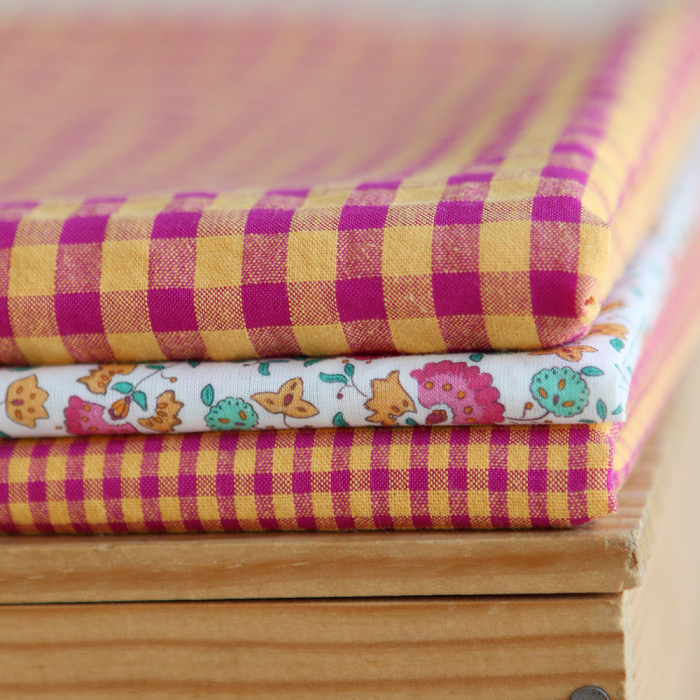 Seersucker / Coton gaufré vichy 6mm fruit de la passion