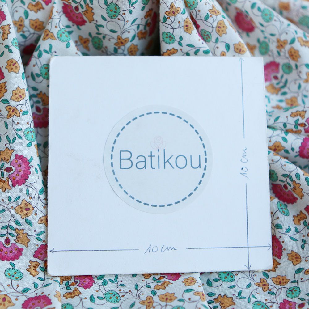 Valentine - Batiste de coton SILKYNE à imprimé fleuri rose orange