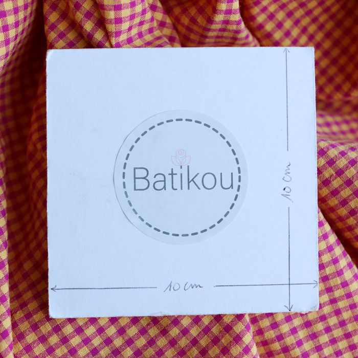 Seersucker / Coton gaufré vichy mini 3mm fruit de la passion