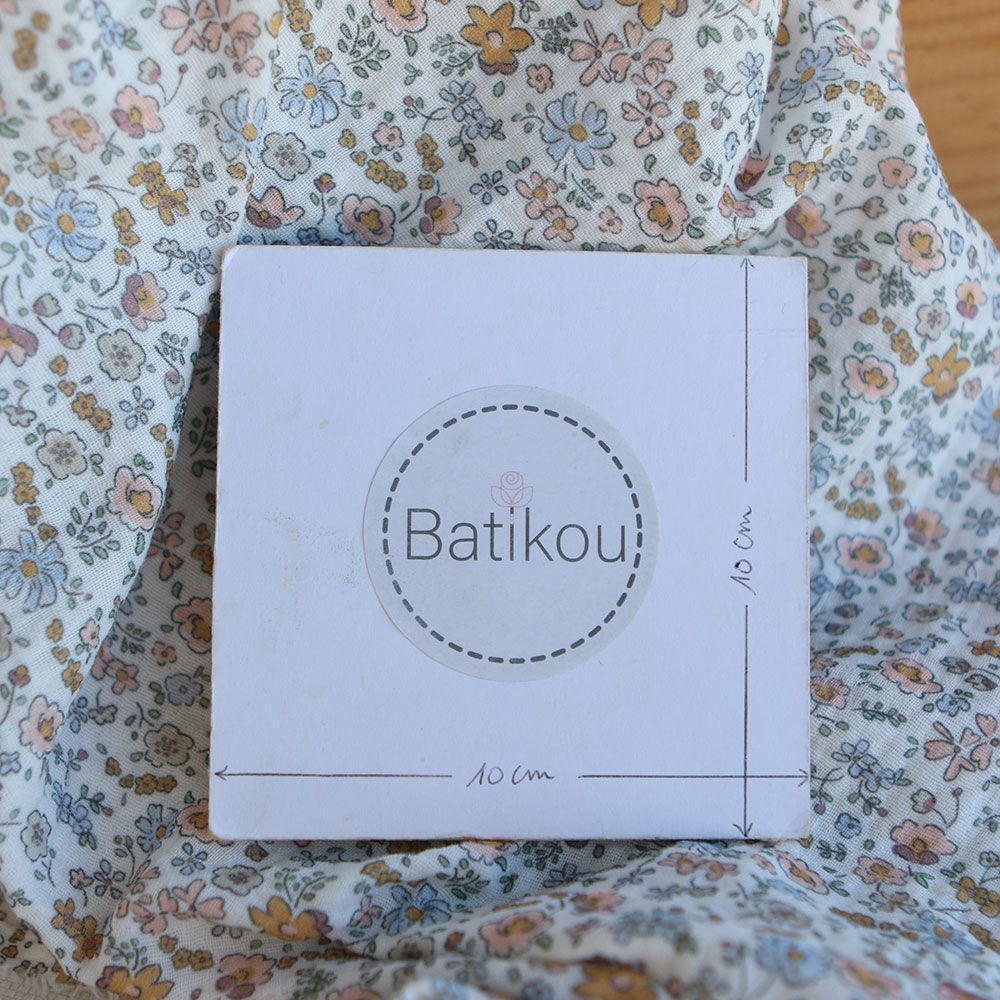 Albane - Double gaze de coton motif fleuri bleu ocre