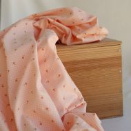 Seersucker quadrillage fin minis fleurs fond sorbet abricot